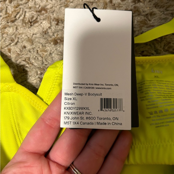 Knix Mesh Deep-V Bodysuit in Citron XL NWT - Picture 9 of 11
